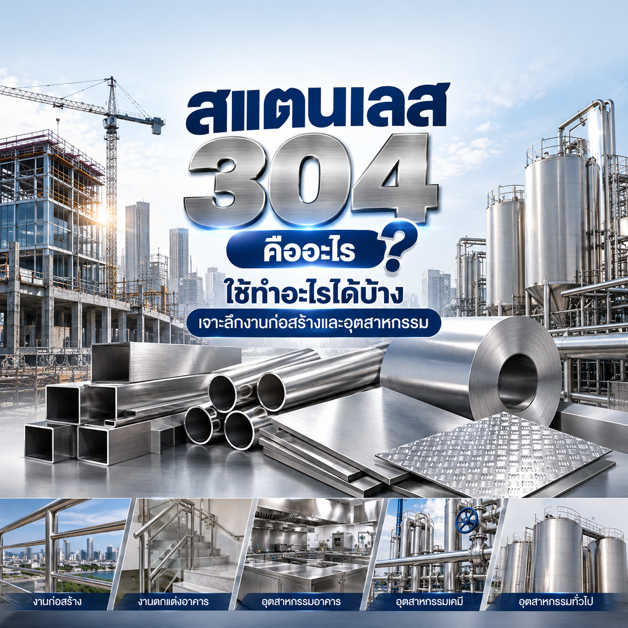 สแตนเลส 304 คืออะไร ใช้ทำอะไรได้บ้าง เจาะลึกงานก่อสร้างและอุตสาหกรรม