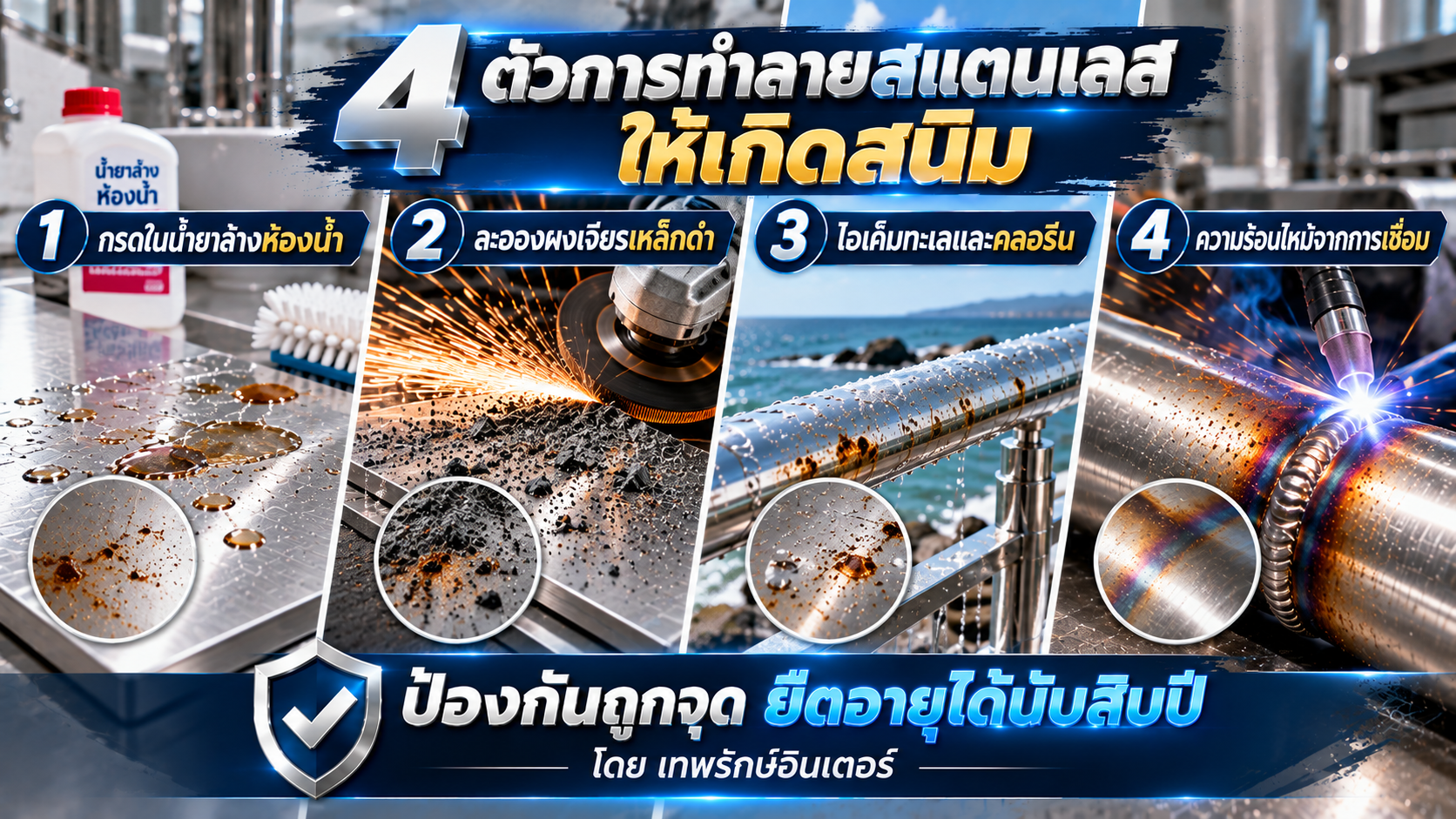 สแตนเลสเป็นสนิมได้ไหม? เผย 4 ตัวการทำลายผิวโลหะ และวิธีป้องกันก่อนโครงสร้างเสียหาย