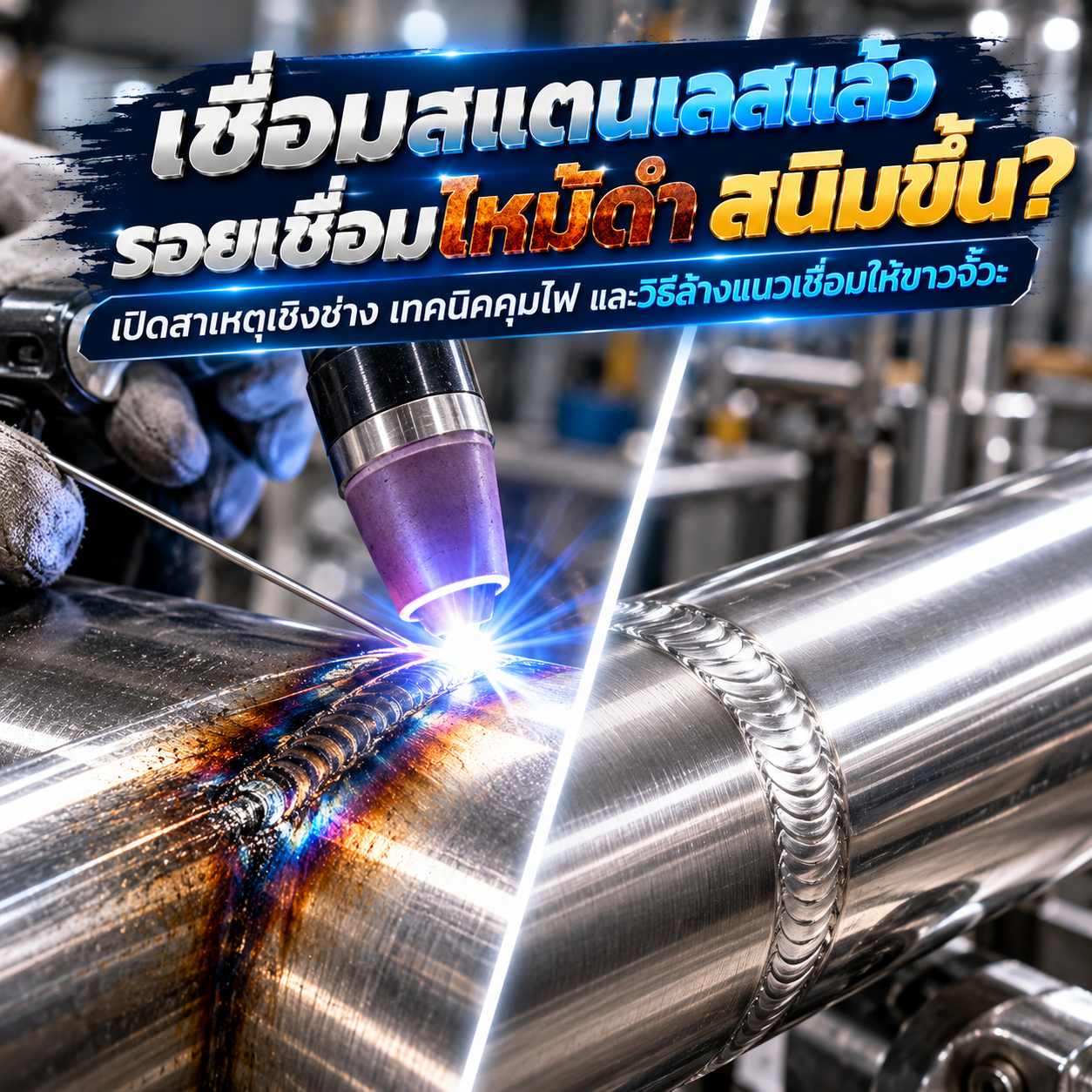 เชื่อมสแตนเลสแล้วรอยเชื่อมไหม้ดำ ขึ้นสนิมตามด เกิดจากอะไร? เผยวิธีแก้และเทคนิคล้างแนวเชื่อมให้ขาวจั๊วะ