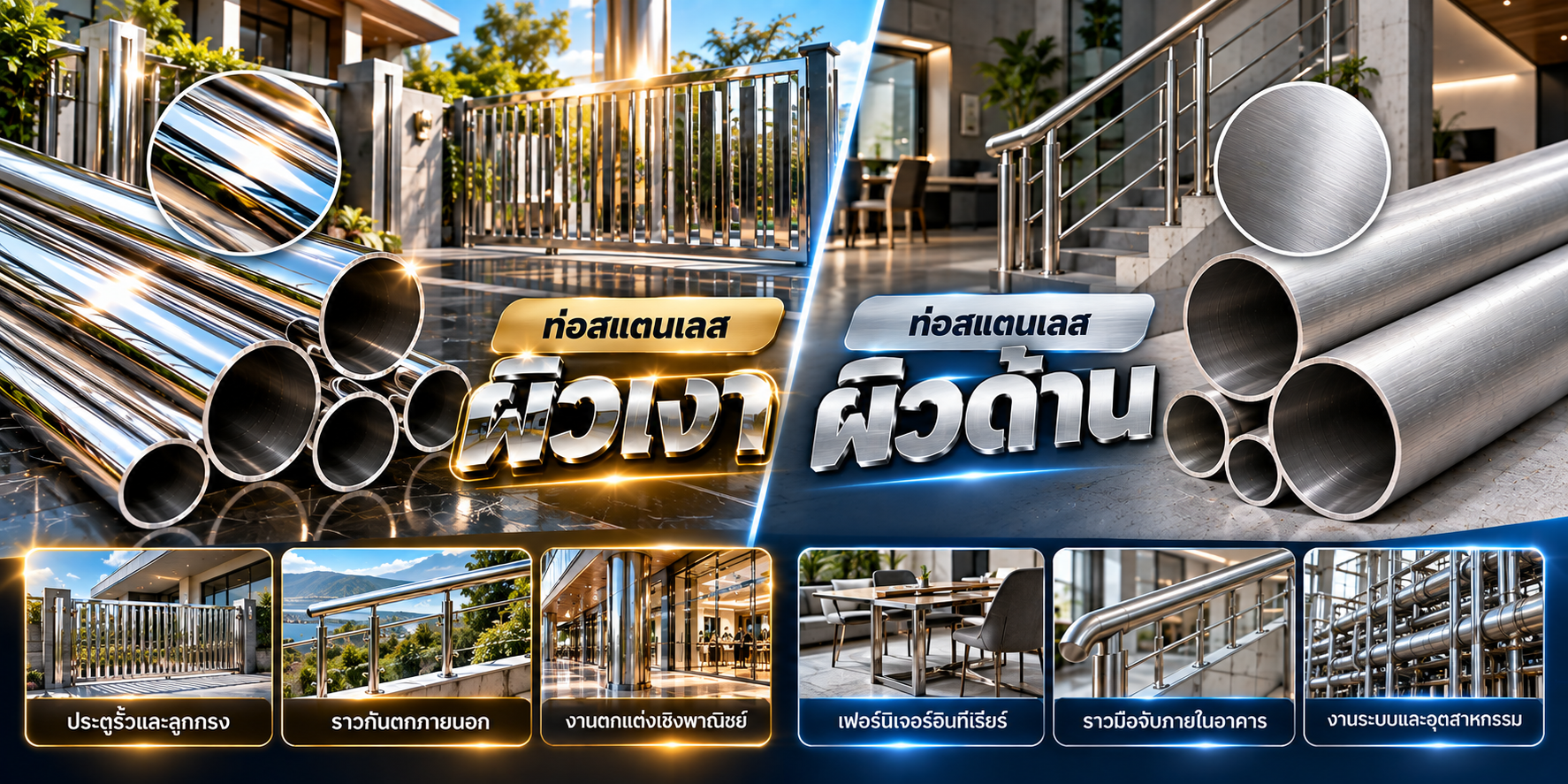 ท่อด้านกับท่อเงาต่างกันยังไง? สรุปวิธีเลือกใช้ท่อสแตนเลสให้ตรงงาน ไม่เปลืองงบ โดย เทพรักษ์อินเตอร์