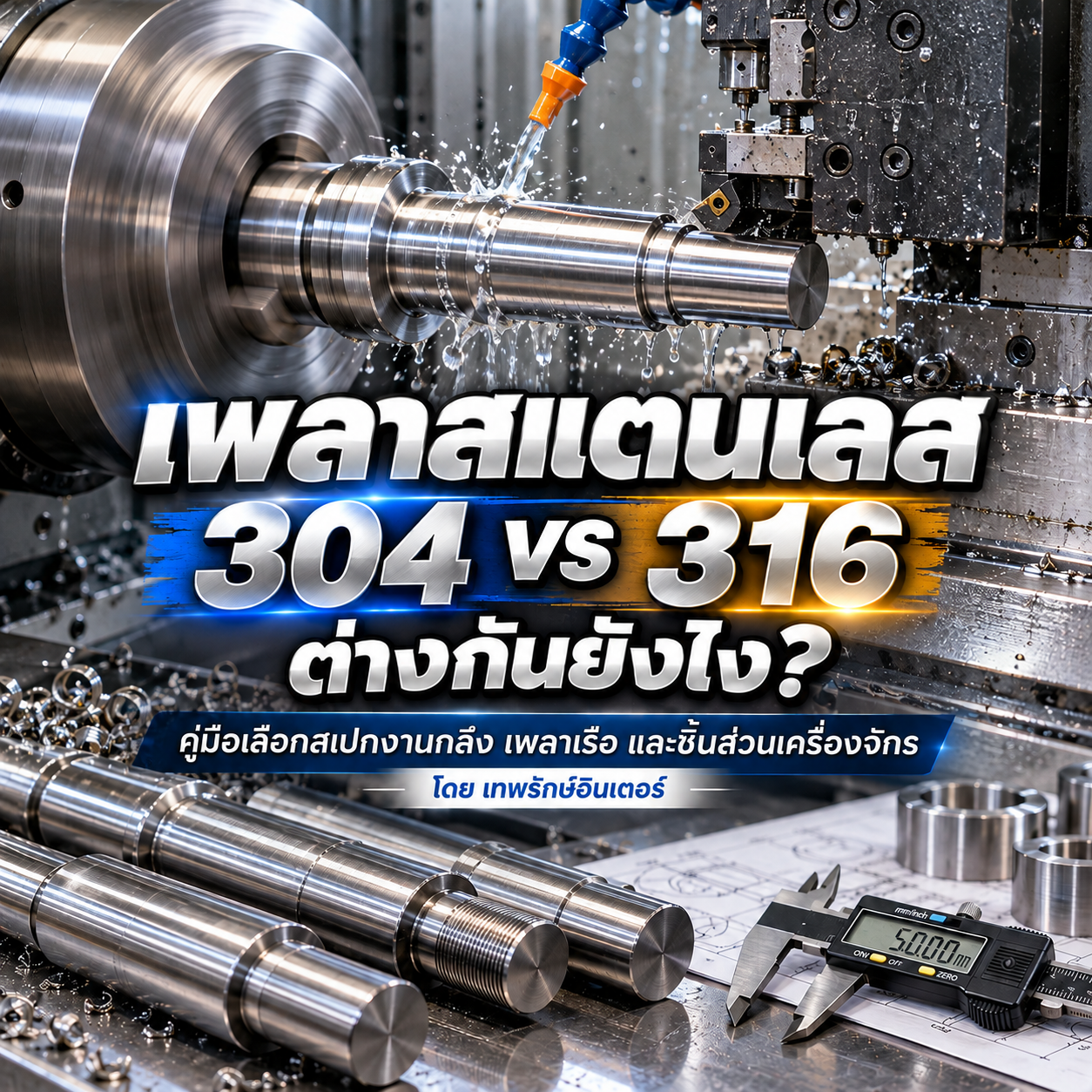 เพลาสแตนเลส (Round Bar) 304 กับ 316 ต่างกันอย่างไร? คู่มือเลือกสเปกงานกลึง เพลาเรือ และชิ้นส่วนอุตสาหกรรม โดย เทพรักษ์อินเตอร์
