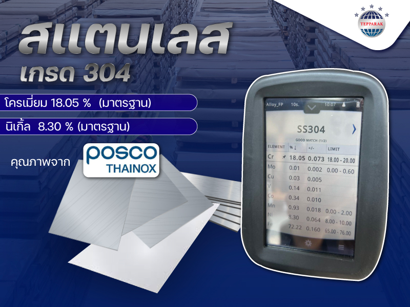 แผ่นสแตนเลส 304 คุณภาพPOSCO-THAINOX